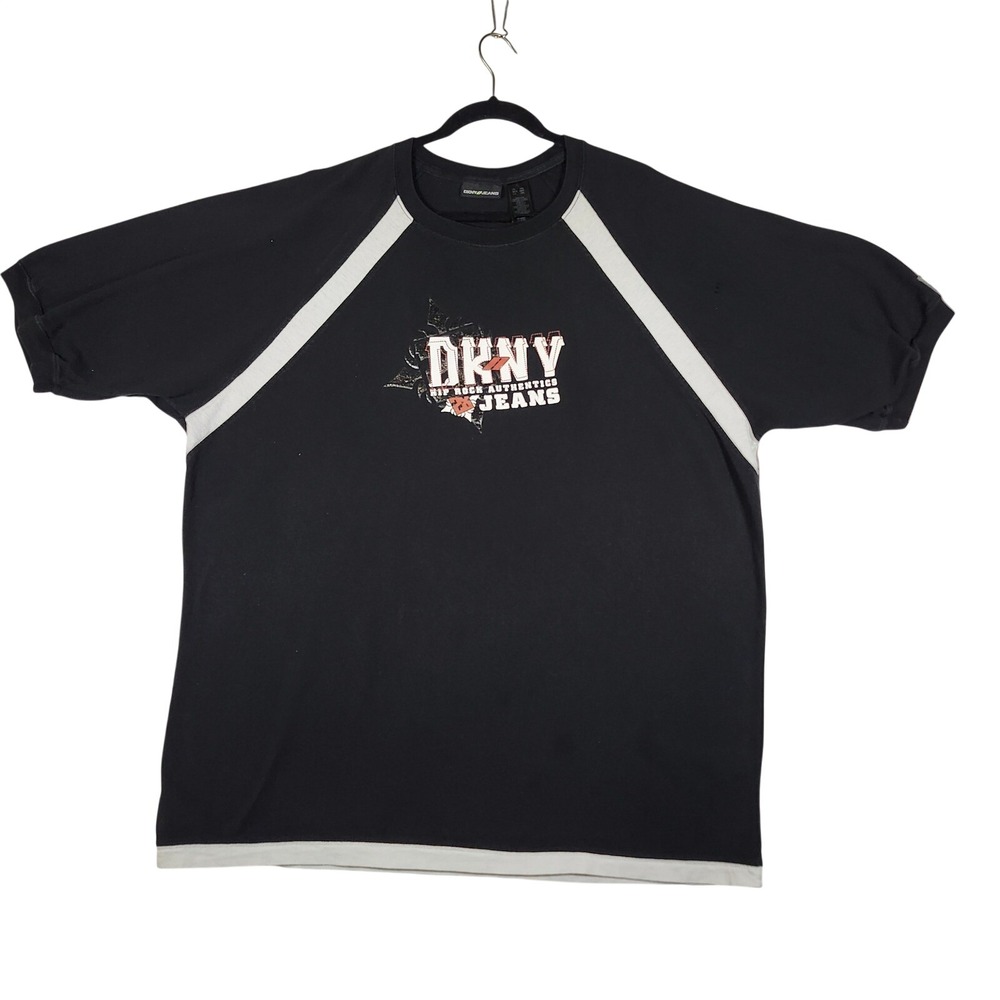DKNY Jeans Mens Black Graphic T Shirt Short Sleeve Size XXL